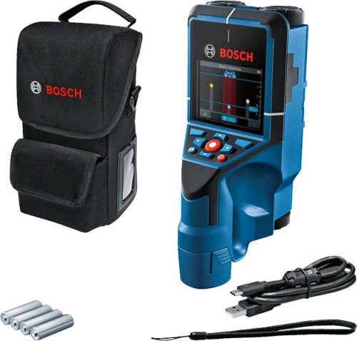 BOSCH 0601081600 D-tect 200 C Falszkenner + 4xAA elemek + elem adapter + USB-C Kábel + csuklópánt + zsák + kartondoboz