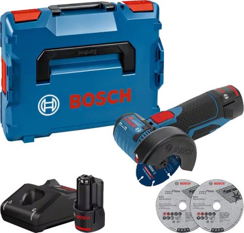 BOSCH 06019F200B GWS 12V-76 Akkus sarokcsiszoló (2x3,0Ah) L-Boxx-ban