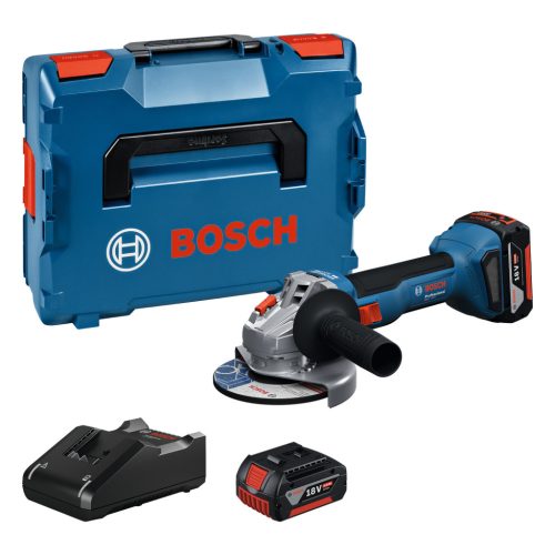 BOSCH 06019N9002 GWS 18V-8 Akkus Sarokcsiszoló (2x4,0 Ah akkuval; GAL 1840 töltővel; csiszolótárcsa 125mm) L-Boxx-ban