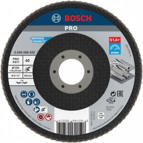 BOSCH 2608606922 X571 PRO Metal X571 legyezőtárcsa, hajlított változat, fíber, kis méretű sarokcsiszolókhoz, D= 125 mm; G= 40, hajlított